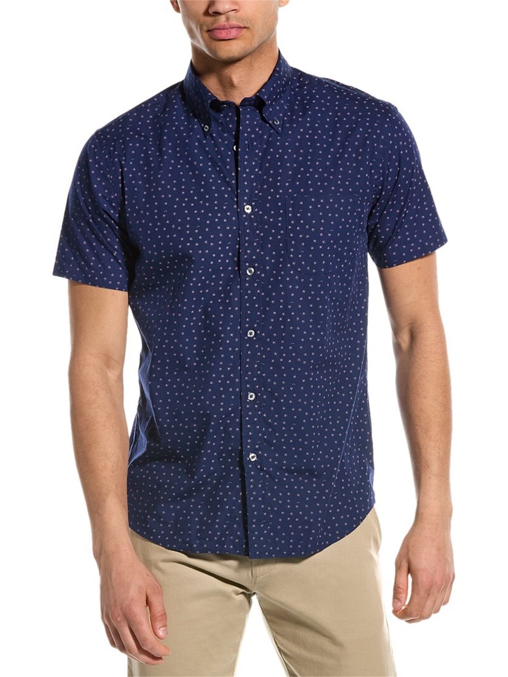 Brooks Brothers Men’s Navy Short-Sleeve Popplin Button-Down Shirt
